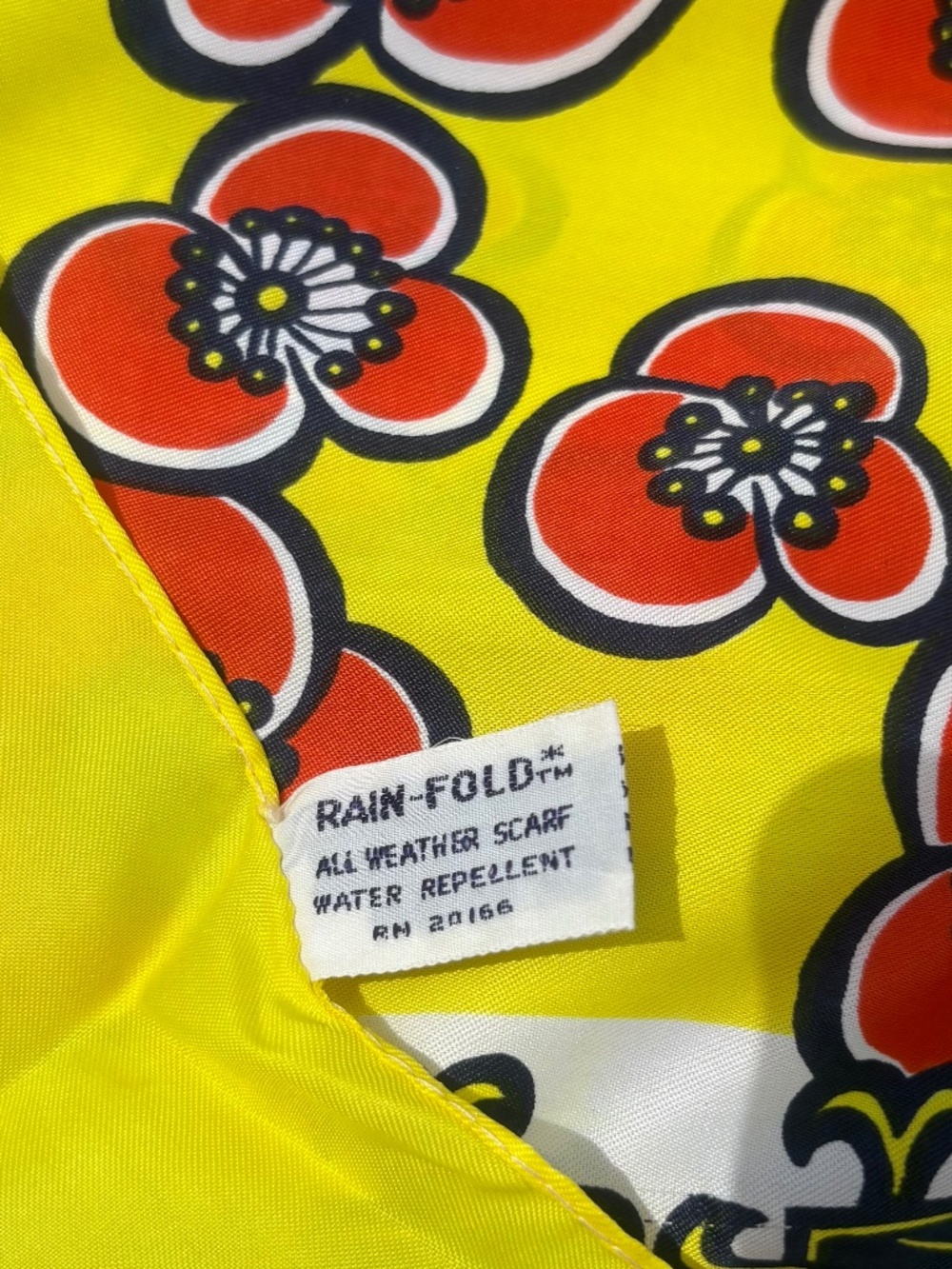 Vintage yellow floral and poppy scarf